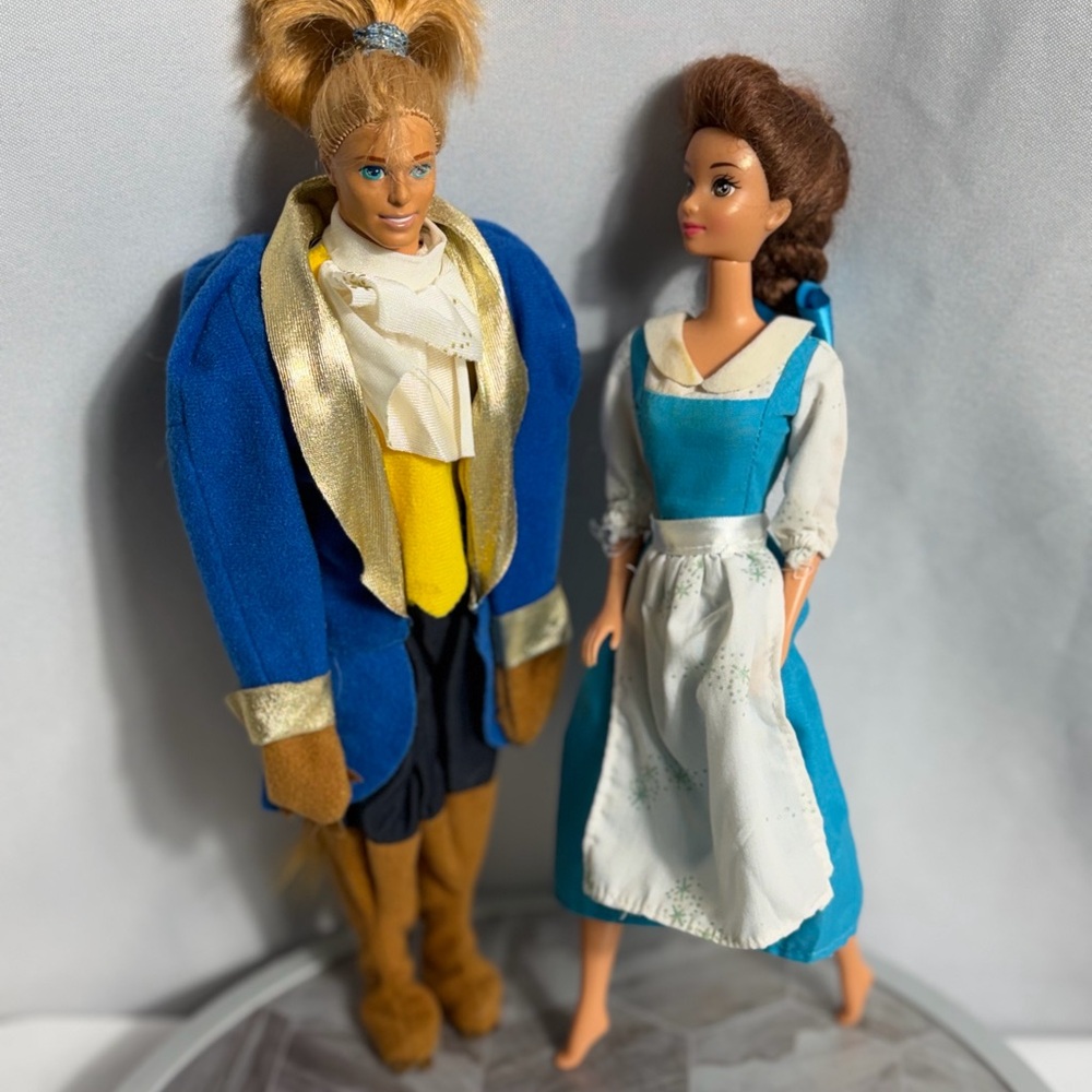 Vintage 1991 Mattel Disney Beauty And The Beast Beast Doll & Belle Doll